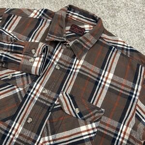 Five Brother Flannel Shirt Mens XL Heavyweight Brown Plaid Button Up Long Sleeve